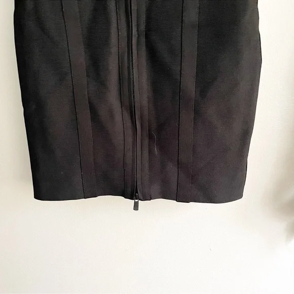 Herve Leger High Waist Zip Front Bandage Skirt